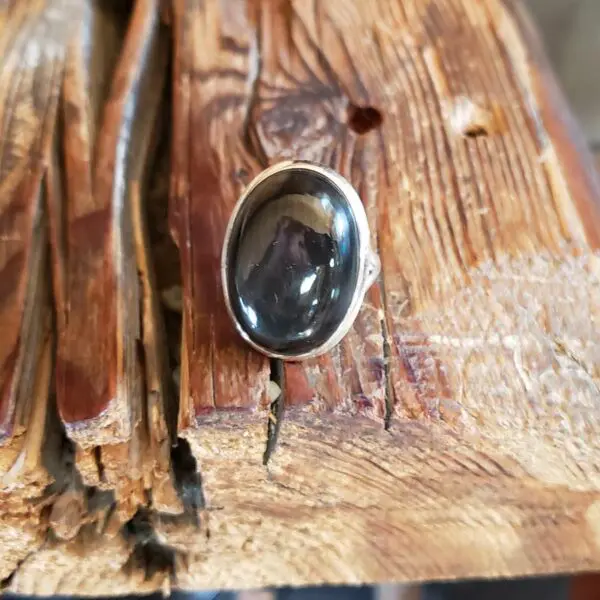 Bague obsidienne argent