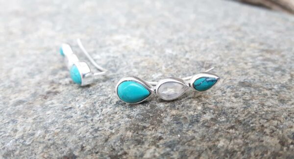 Boucles d’oreilles contour lobe turquoise