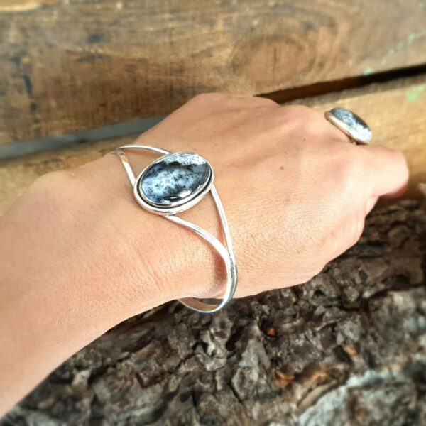 Bracelet en opale dendritique argent - Image 2