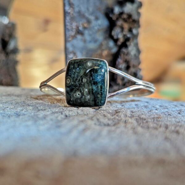 Bracelet jaspe orbiculaire argent - Image 3