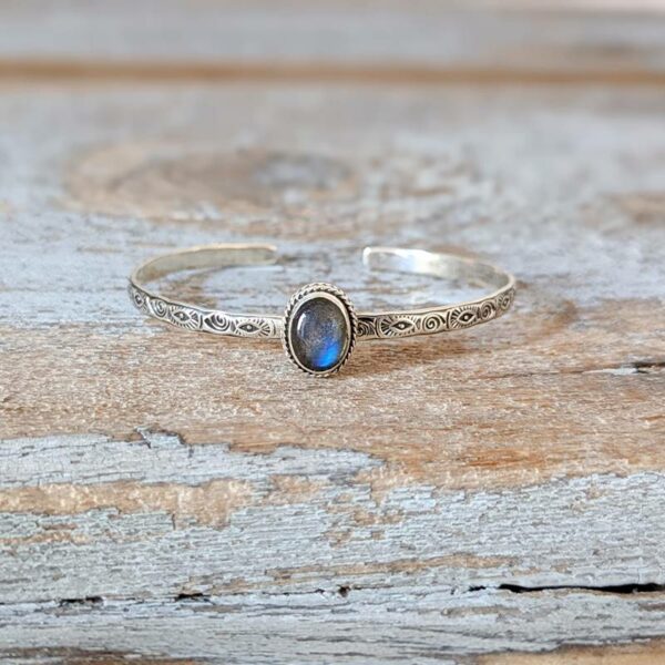 Bracelet jonc labradorite bleu
