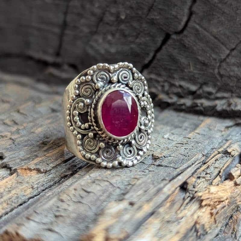 Bague rubis indien argent