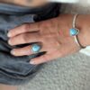 Bague ajustable en argent et larimar