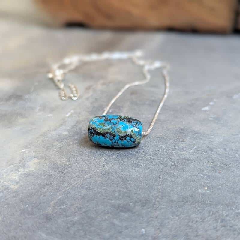 Collier turquoise argent DZI