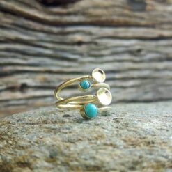 Bague turquoise mini pastilles
