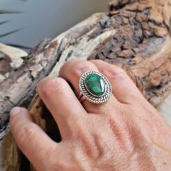 Bague malachite argent