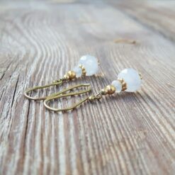 Boucles d'oreilles pierre de lune dorées