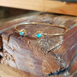 Bracelet jonc turquoise doré