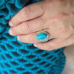 Bague ethnique en argent turquoise