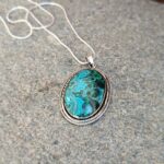 Gros pendentif malachite argent