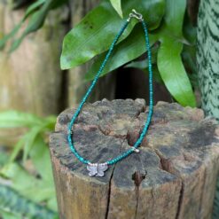 Collier petites malachites argent