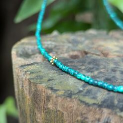 Collier petites malachites argent