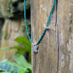 Collier petites malachites argent