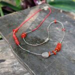 Sautoir en corail rouge et argent