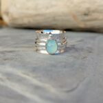 Bague anti stress argent et calcédoine aqua