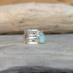 Bague anti stress argent et calcédoine aqua