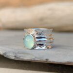 Bague anti stress argent et calcédoine aqua