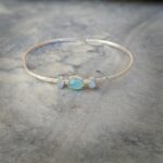 Bracelet jonc argent et calcédoine POÉTIQUE