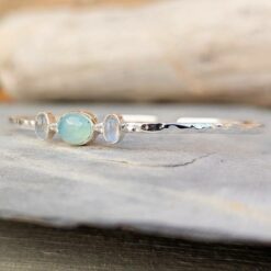 Bracelet jonc argent et calcédoine POÉTIQUE