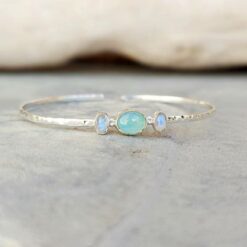 Bracelet jonc argent et calcédoine POÉTIQUE