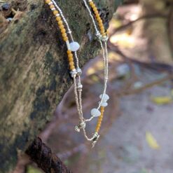 Collier en calcite jaune argent