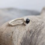 Bague argent saphir noir