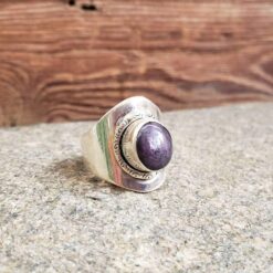 Bague contemporaine argent et rubis indien