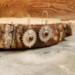 Boucles d'oreilles argent et grenat MANDALA