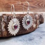 Boucles d'oreilles MANDALA en argent et grenat