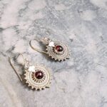 Boucles d'oreilles MANDALA en argent et grenat